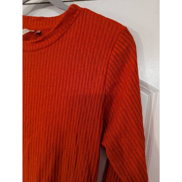 Anthropologie Pilcro Knit Long Sleeve Tee women's large orange Crewneck - Picture 2 of 5